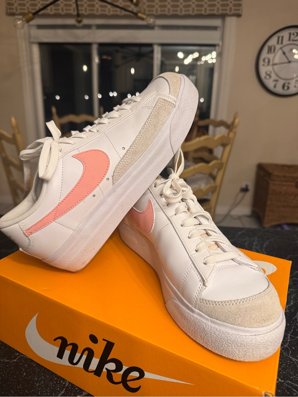 Nike Women’s Blazer Low Platform Sneakers – White/Pink Glaze – Size 9.5